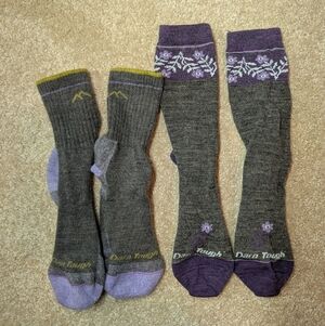Darn Tough Two Pairs Women's Merino Wool Crew Length Hiking Outdoor Socks